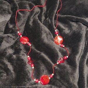 🍁🍁Red Beaded Necklace Jewelry